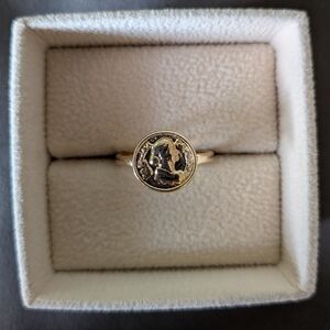 Gold Tone Coin Ring - Size 6.5